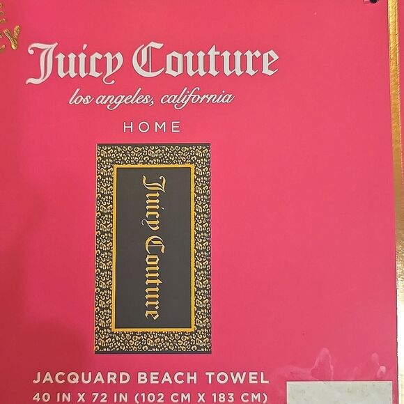 Juicy Couture Home Leopord Print Logo Jacquard Beach Towel - Picture 4 of 6